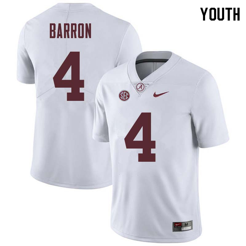Youth #4 Mark Barron Alabama Crimson Tide College Football Jerseys Sale-White